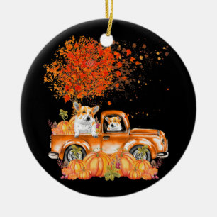 Hundegeschenk Corgi Dog Pumpkins Keramik Ornament