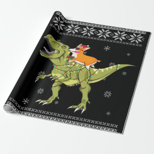 Hundegeschenk  Corgi Riding T Rex Dinosaurier Weih Geschenkpapier
