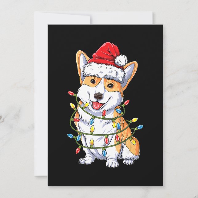Hundegeschenk | Corgi Weihnachtsbaum Lichter Weihn Einladung (Vorderseite)