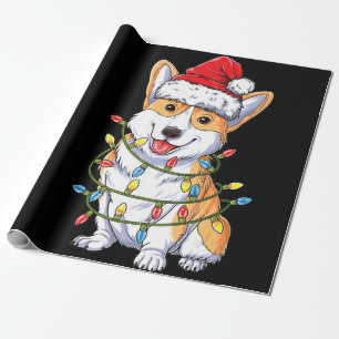 Hundegeschenk Corgi Weihnachtsbaum Lichter Weihn Geschenkpapier