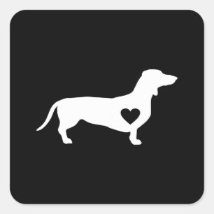 Hundegeschenk Dackel Liebe Dackel Dackel Hund & W Quadratischer Aufkleber