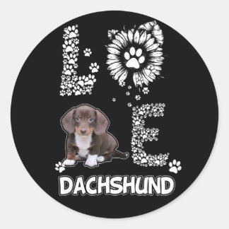 Hundegeschenk | Dackel Schöne Blume Runder Aufkleber