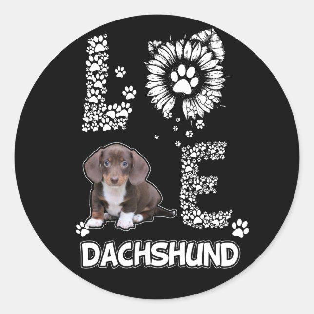 Hundegeschenk | Dackel Schöne Blume Runder Aufkleber (Vorderseite)
