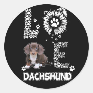 Hundegeschenk | Dackel Schöne Blume Runder Aufkleber