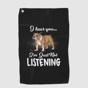 Hundegeschenk Englischer Bulldog, den ich höre, d Golfhandtuch