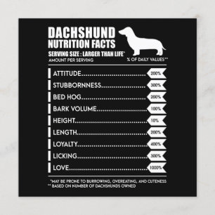 Hundegeschenk   Ernährungstatsachen für Dachshunde Einladung