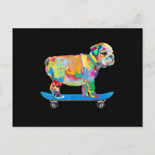 Hundegeschenk Farbenfrohe Coole Bulldog Puppy-Sk Feiertagspostkarte