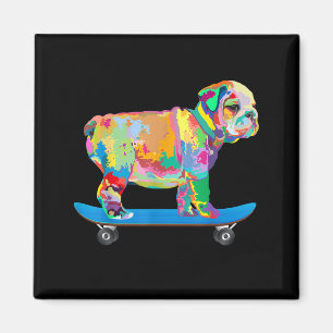 Hundegeschenk Farbenfrohe Coole Bulldog Puppy-Sk Magnet