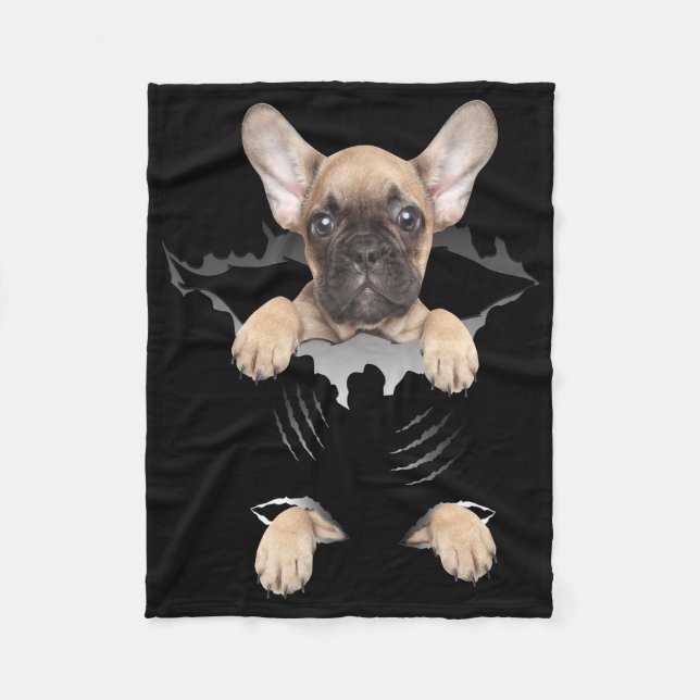 Hundegeschenk | French Bulldog Puppy Gift Fleecedecke (Vorderseite)