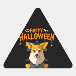 Hundegeschenk Happy halloween pembroke corgi Dreieckiger Aufkleber