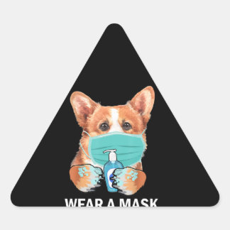 Hundegeschenk | Maske der Maske "Corgi Wear Face Dreieckiger Aufkleber