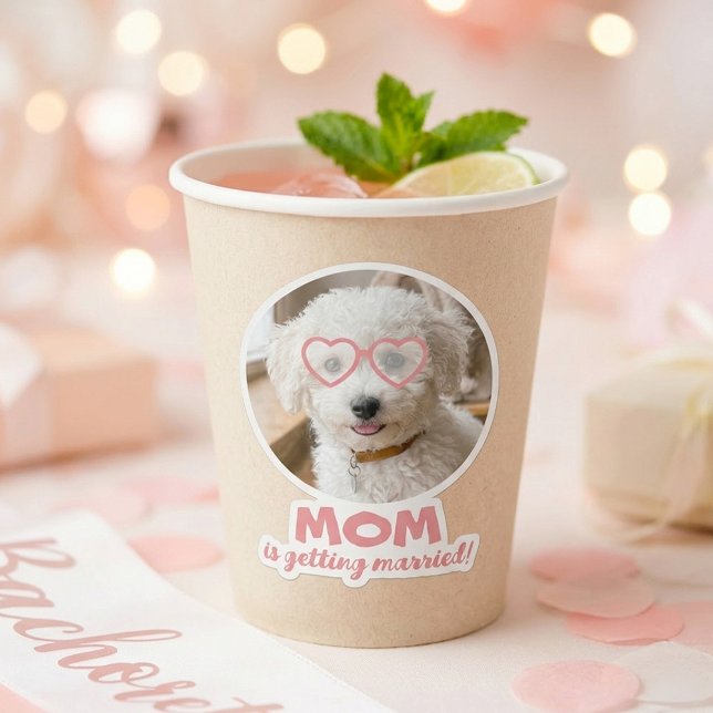 Hundegesicht Junggesellin Hochzeitsfoto Geschenke  Aufkleber (Mom Is Getting Married Funny Dog Photo Bachelorette Party Stickers)