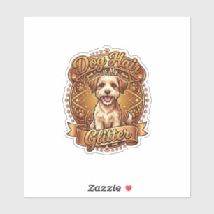 Hundehaar ist glänzendes flauschiges goldenes Band Aufkleber