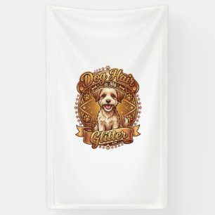 Hundehaar ist glänzendes flauschiges goldenes Band Banner
