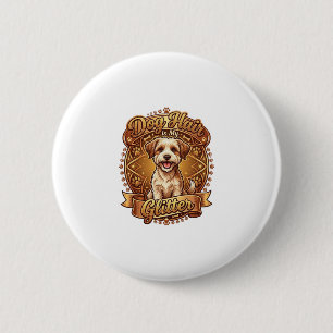 Hundehaar ist glänzendes flauschiges goldenes Band Button