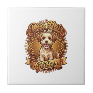 Hundehaar ist glänzendes flauschiges goldenes Band Fliese