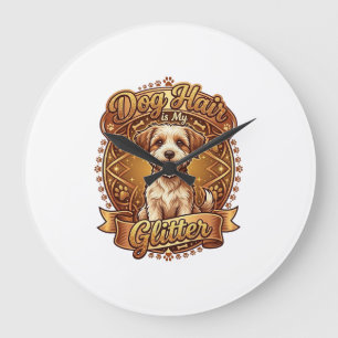 Hundehaar ist glänzendes flauschiges goldenes Band Große Wanduhr