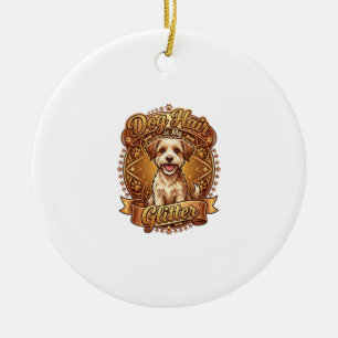 Hundehaar ist glänzendes flauschiges goldenes Band Keramik Ornament