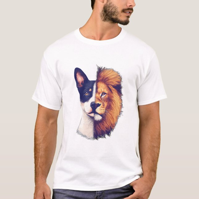 Hundehalle Lion animal art T-Shirt (Vorderseite)
