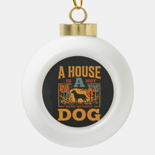 Hundeheim Vintage-Haus Keramik Kugel-Ornament