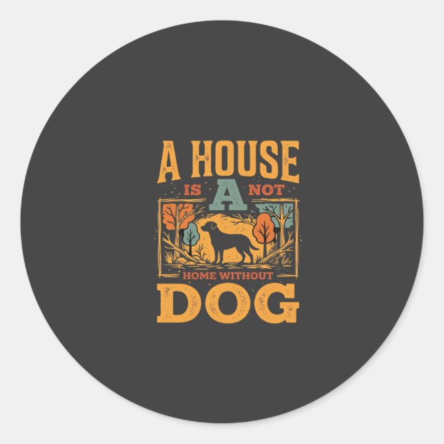 Hundeheim Vintage-Haus Runder Aufkleber (Vorderseite)
