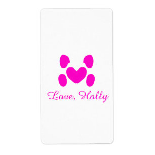 Hundeherz Pfote rosa Haustier Name Text Tier Katze