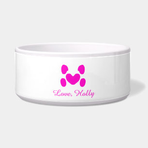Hundeherz Pfote rosa Haustier Name Text Tier Katze Napf