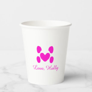 Hundeherz Pfote rosa Haustier Name Text Tier Katze Pappbecher