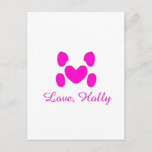 Hundeherz Pfote rosa Haustier Name Text Tier Katze Postkarte