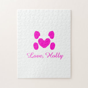Hundeherz Pfote rosa Haustier Name Text Tier Katze Puzzle