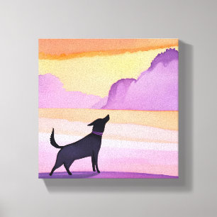 Hundeheulen   Schwarze Hunde-Wasserfarben-Silhouet Leinwanddruck