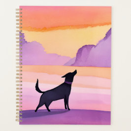 Hundeheulen | Schwarze Wasserfarbe-Hund-Silhouette Planer