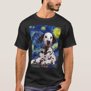 Hundehund, der an der Starry Night Dotted Dalmatin T-Shirt