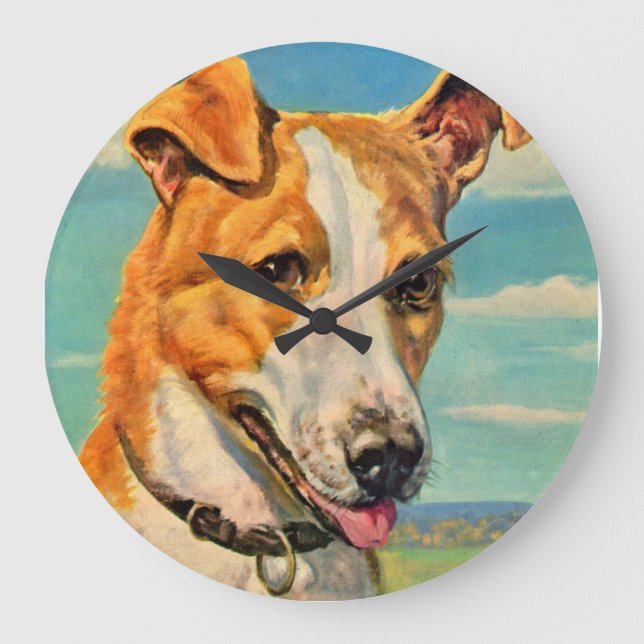 Hundehund Große Wanduhr (Vorderseite)