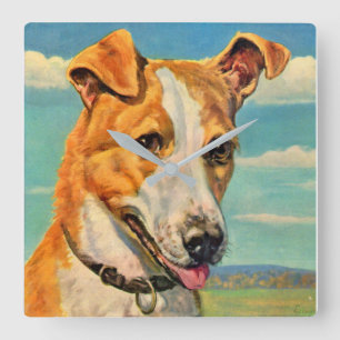 Hundehund Quadratische Wanduhr