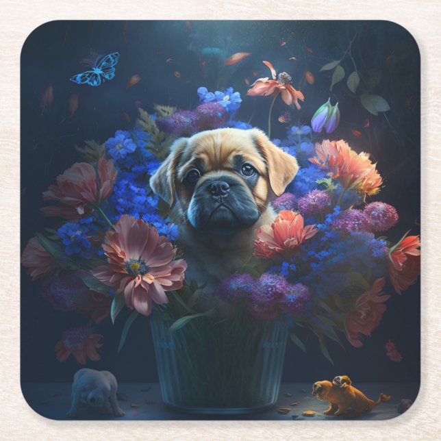 Hundehütte Rechteckiger Pappuntersetzer (Vorderseite)