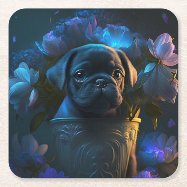 Hundehütte Rechteckiger Pappuntersetzer (Vorderseite)