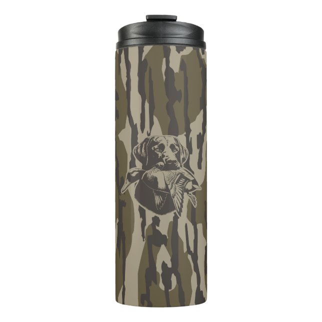 Hundejäger mit Hundeschwald-Camouflage Thermosbecher (Vorderseite)