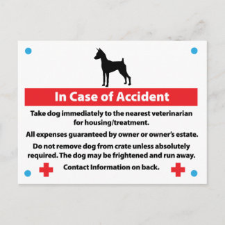 Hundekäfigkarte im Notfall Postkarte