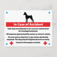 Hundekäfigkarte im Notfall