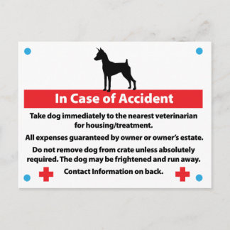 Hundekäfigkarte im Notfall Postkarte