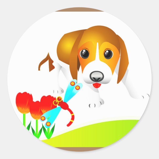 Hundekleber. Runder Aufkleber (Vorderseite)