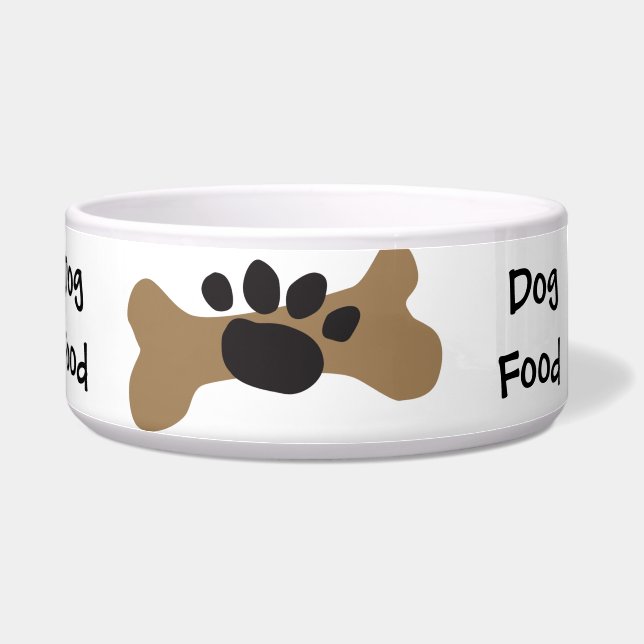 Hundeknochen u. Tatzen-Druck Napf (Rechts)