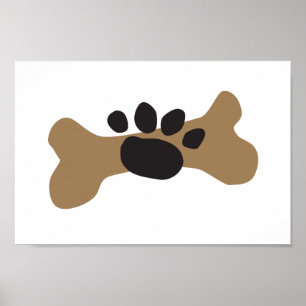 Hundeknochen u. Tatzen-Druck Poster