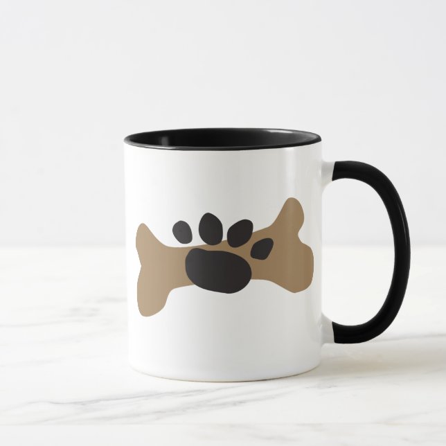 Hundeknochen u. Tatzen-Druck Tasse (Rechts)