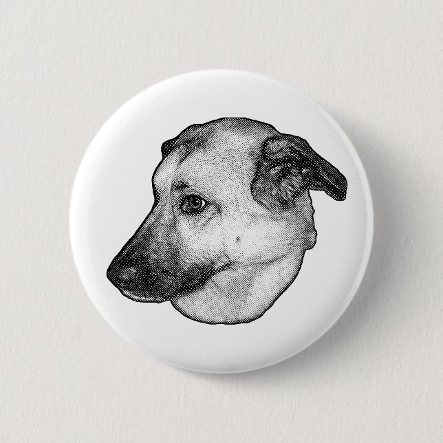 Hundekopf, Manga-Knopf Button (Vorderseite)