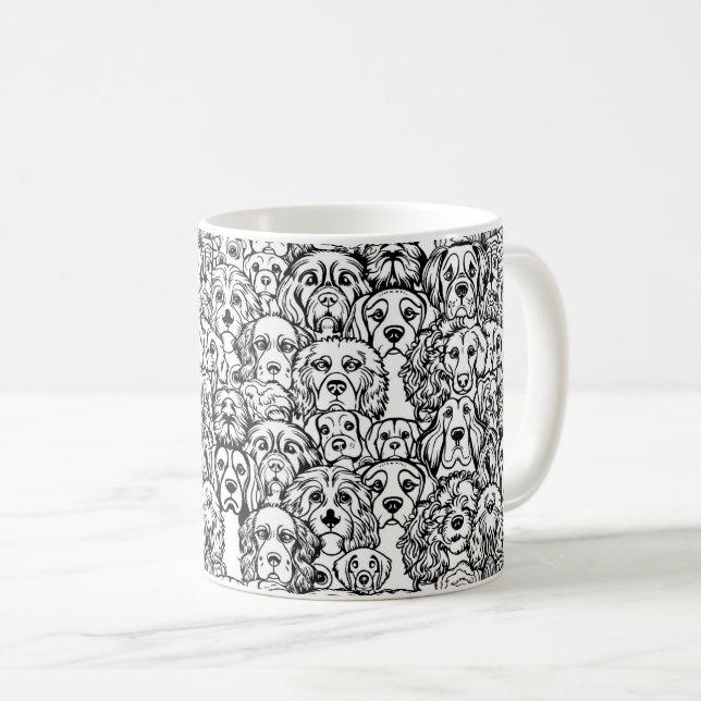 Hundekopfmuster Kaffeetasse (VorderseiteRechts)