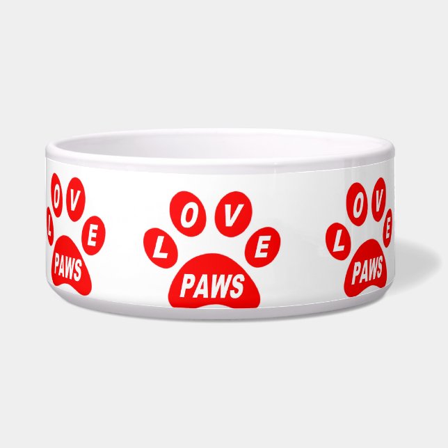 Hundekugel-Liebe Paws Rot Napf (Vorderseite)