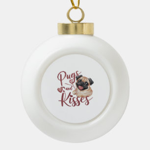 Hundekuss .Pugs & Kisses Watercolor Tee Keramik Kugel-Ornament