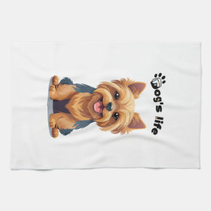 Hundeleben Spaßige Yorkshire Terrier Illustration Geschirrtuch